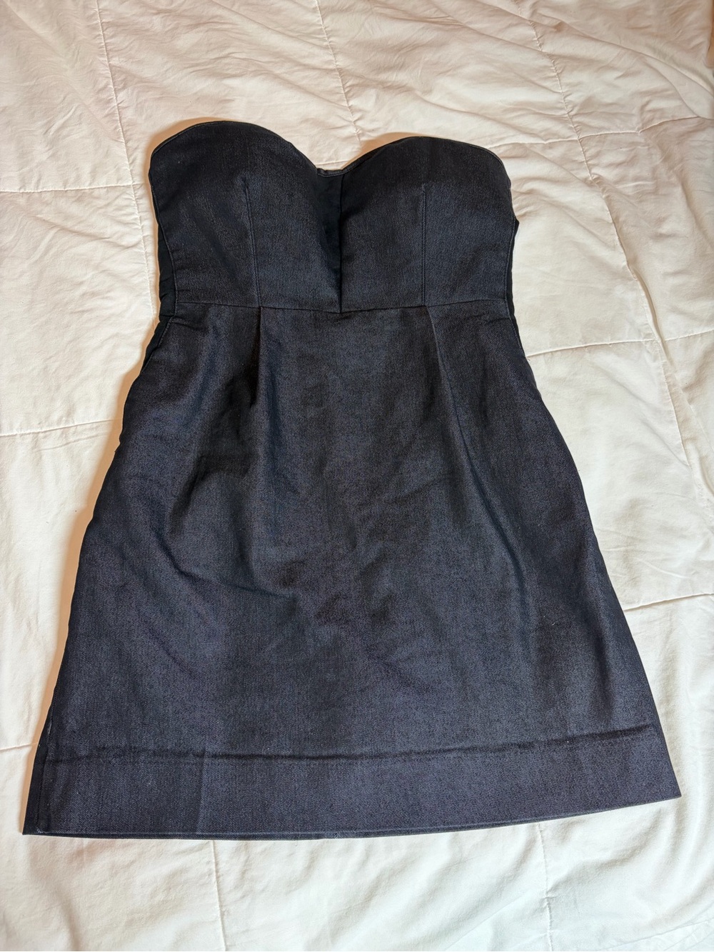 Strapless Black Denim Bodycon Dress